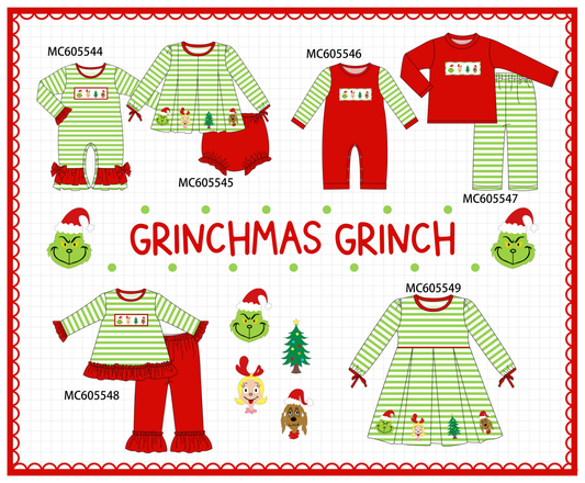 PO93 Green stripe christmas grinch embroidery collection - closing 6/8 - ETA November