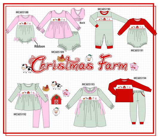 PO92 Green stripe farm embroidery collection - closing 5/25 - ETA late October