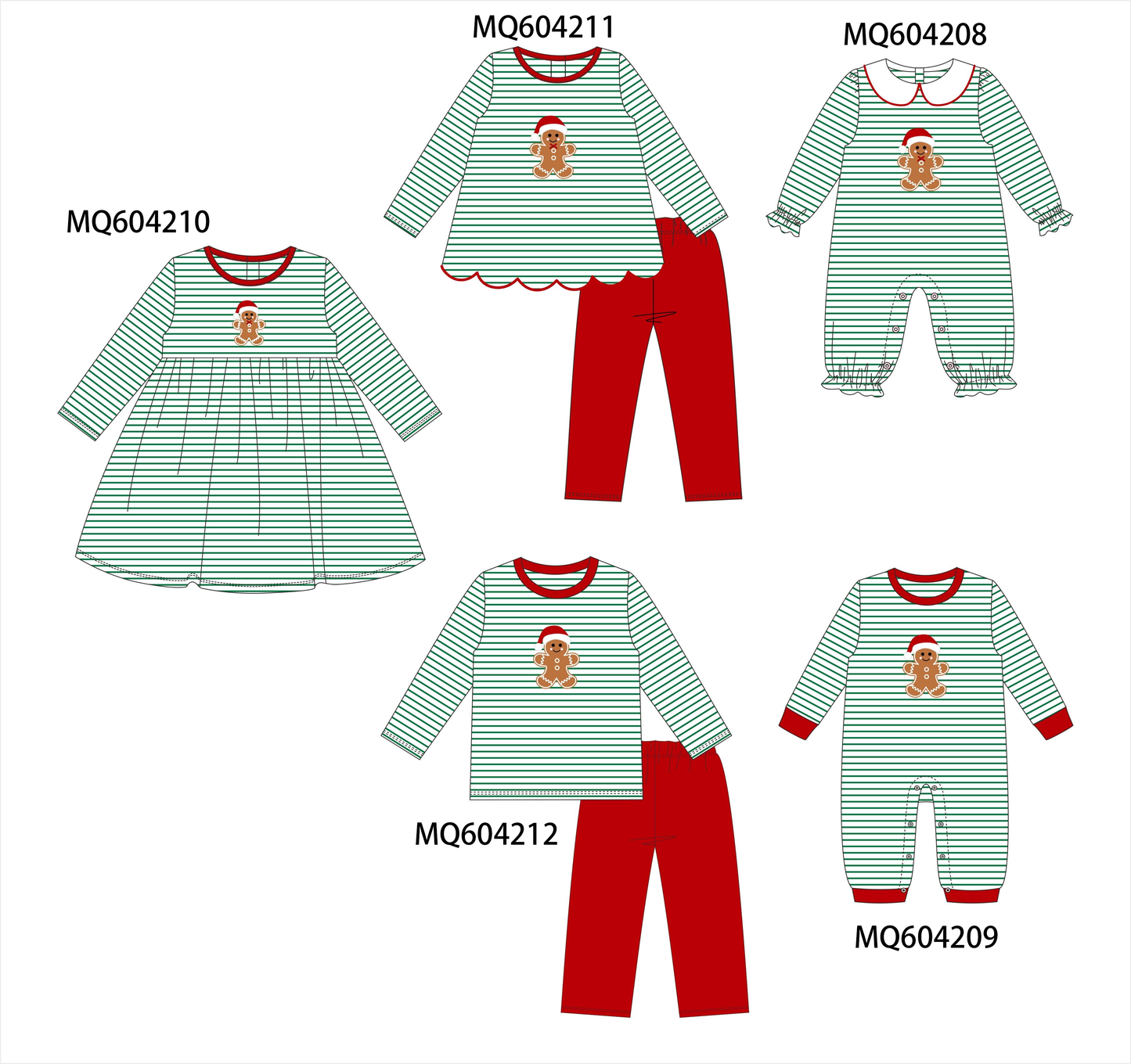 PO89 Green stripe gingerbread applique collection - closing 5/4 - ETA late october