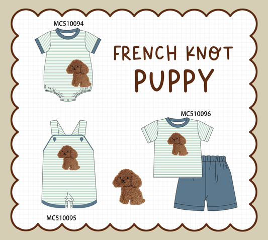 PO69 Green stripe puppy french knot collection- closing 10/27 - eta early march
