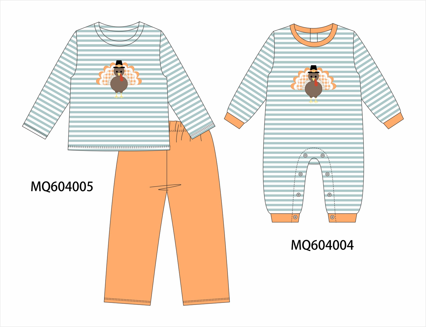 PO87 Green stripe thanksgiving turkey applique collection - closing 4/20 - ETA early October