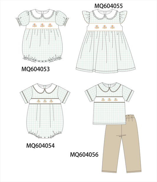 PO87 Green thanksgiving turkey embroidery plaid collection - closing 4/20 - ETA early October