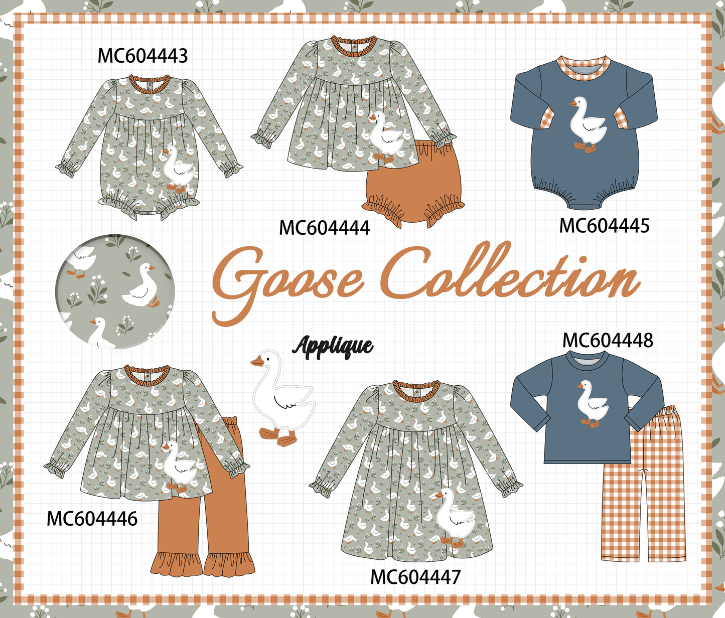 PO88 Grey navy goose applique collection - closing 4/27 - eta late September