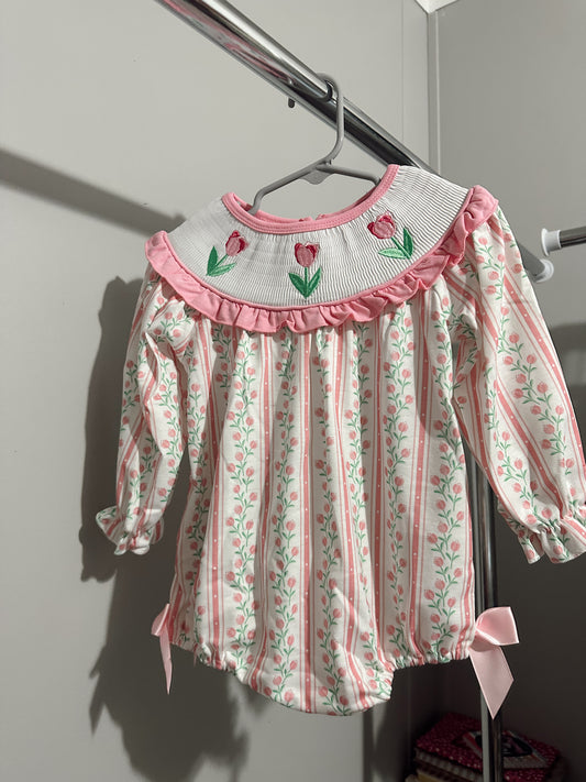 Girls 18M smocked rose bubble