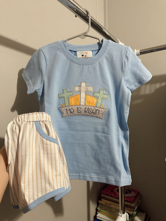 Boys 4T He is risen short set