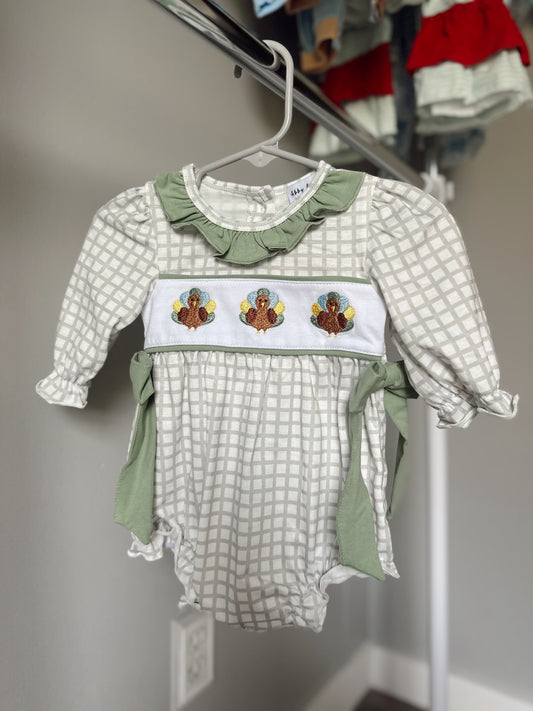 Green gingham turkey bubble