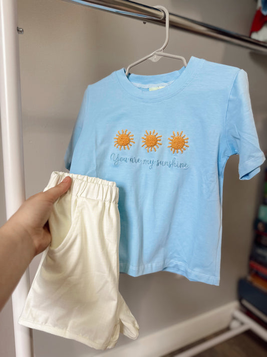Boys French knot you are my sunshine set