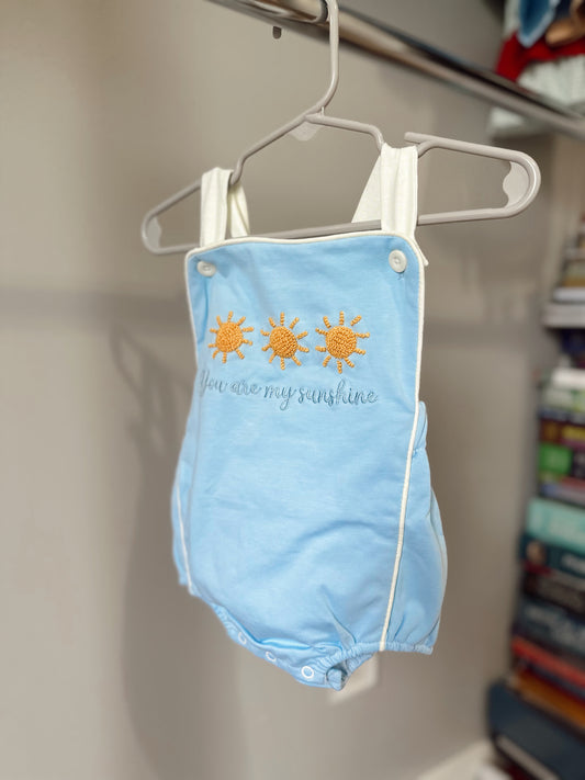 Boys French knot you are my sunshine bubble