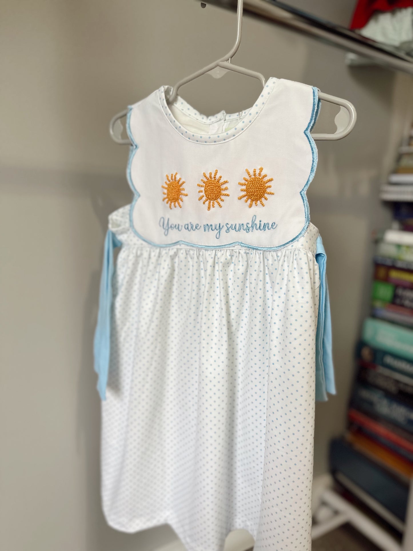 Girls French knot you are my sunshine dress