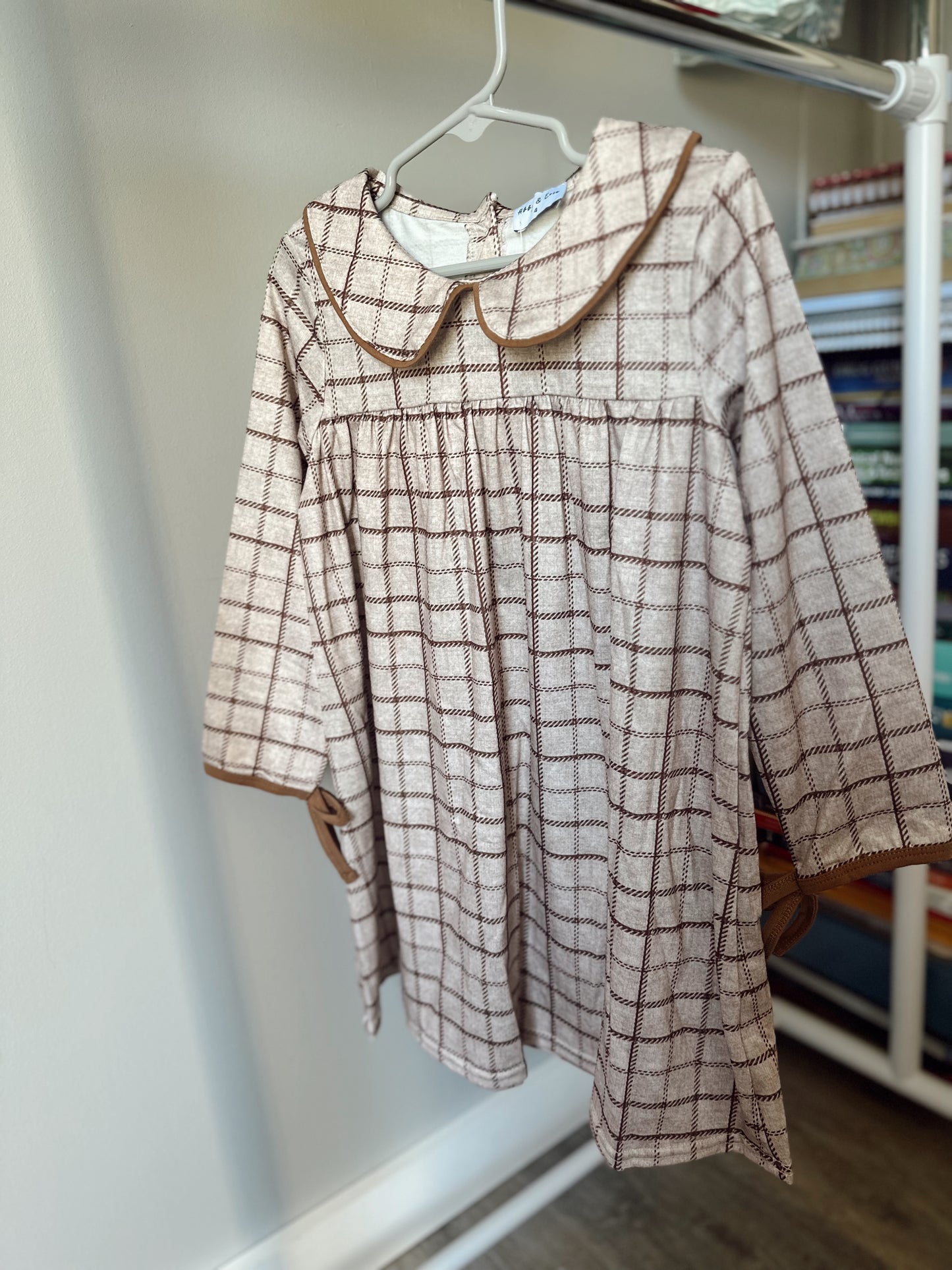 Girls brown plaid dress