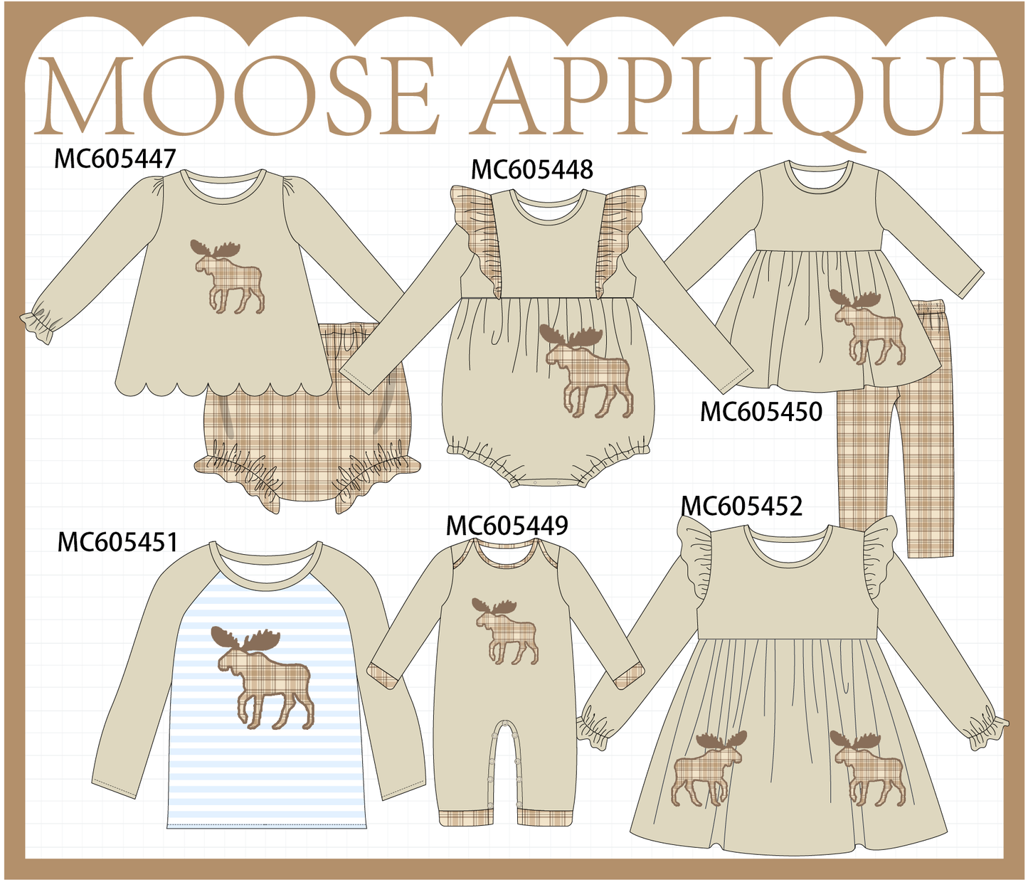 PO93 Khaki moose applique plaid collection  - closing 6/8 - ETA November