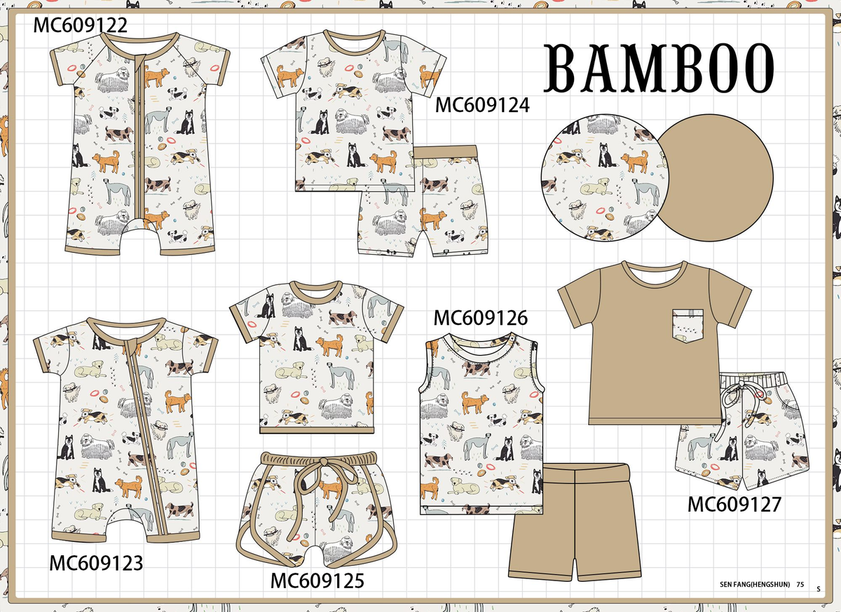 PO104 Khaki puppy print bamboo collection  - closing 9/14 - ETA February