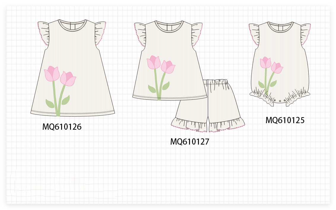 PO109 Latte stripe floral applique colleciton -closing 11/2- ETA May