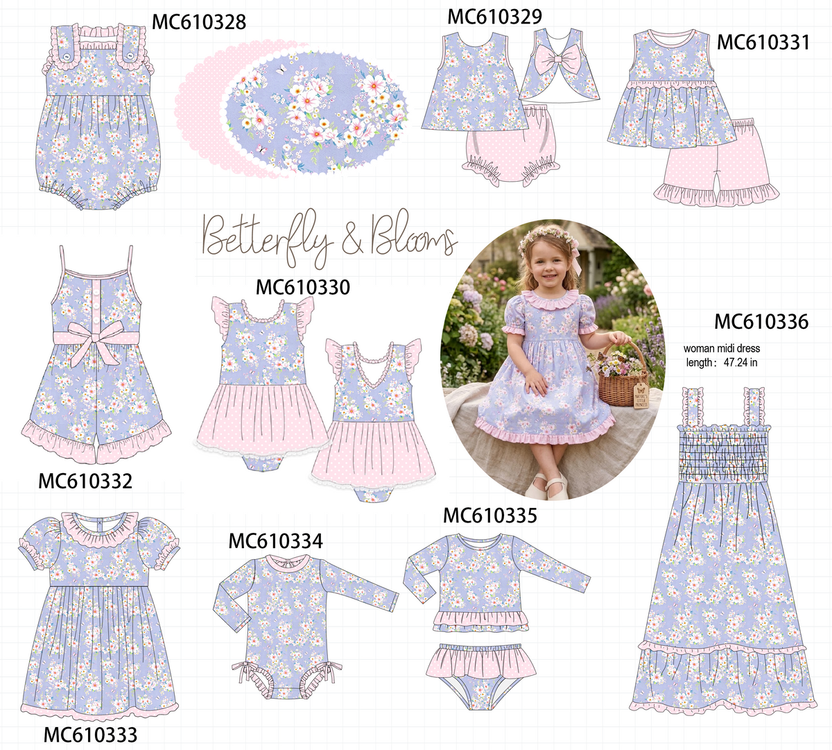 PO108 Lavender butterfly floral ruffle collection - closing 10/26 - ETA march