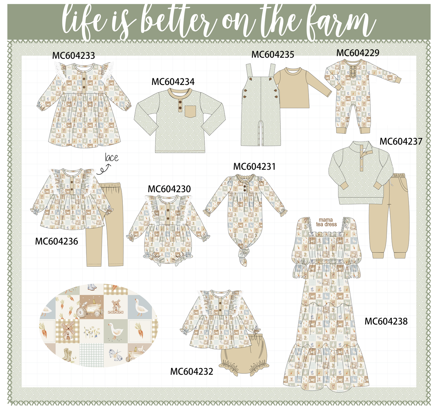PO86 Life is better on the farm checkered print collection  - closing 4/13 - ETA early September