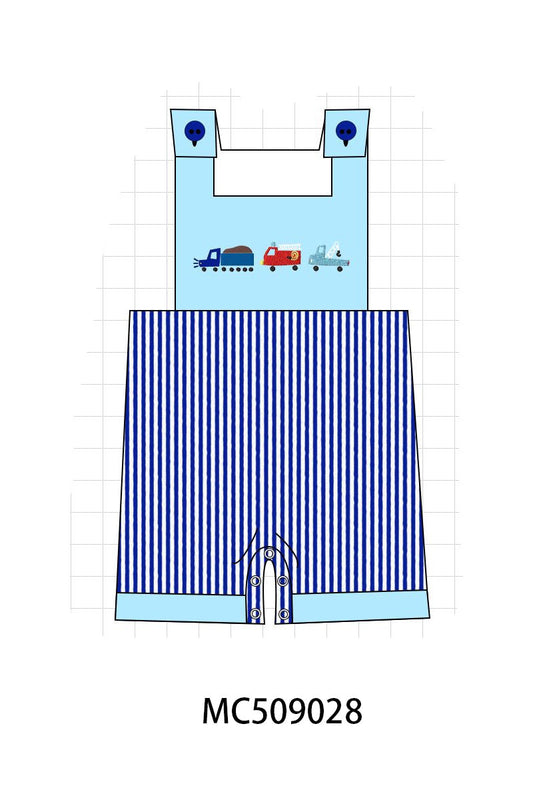 PO65 Blue truck embroidery seersucker stripe collection - closing 9/15- ETA late January