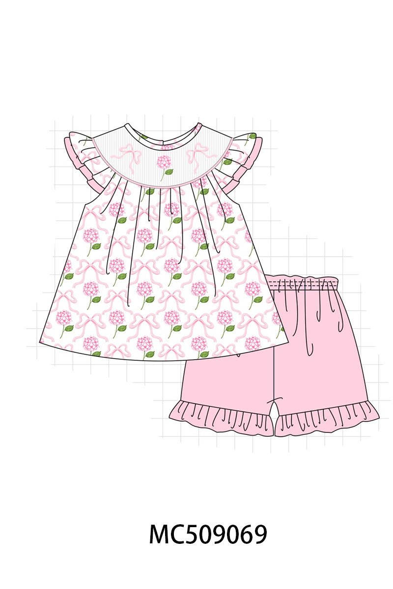 PO65 Pink bow hydrangea smocked collection  - closing 9/15- ETA late January