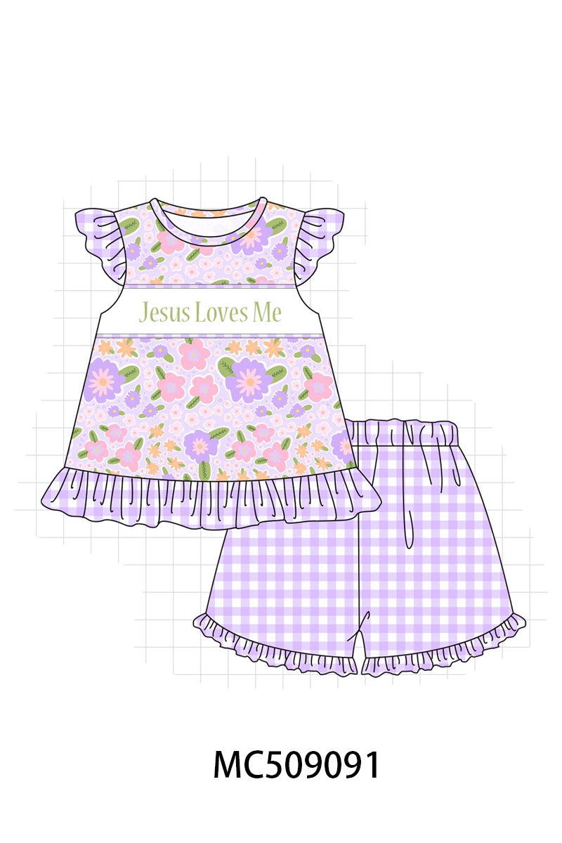 PO65 Purple floral Jesus loves Me embroidery collection - closing 9/15- ETA late January