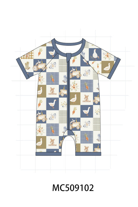 PO65 Navy farm checkered bamboo collection  - closing 9/15- ETA late January