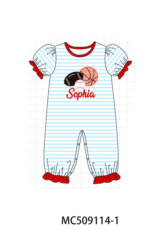 PO65 Red stripe sports ball monogram embroidery collection  - closing 9/15- ETA late January