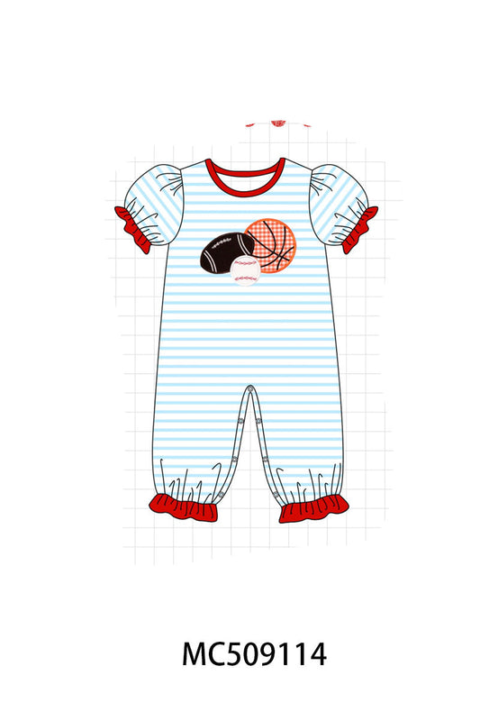 PO65 Red stripe sports ball applique collection  - closing 9/15- ETA late January