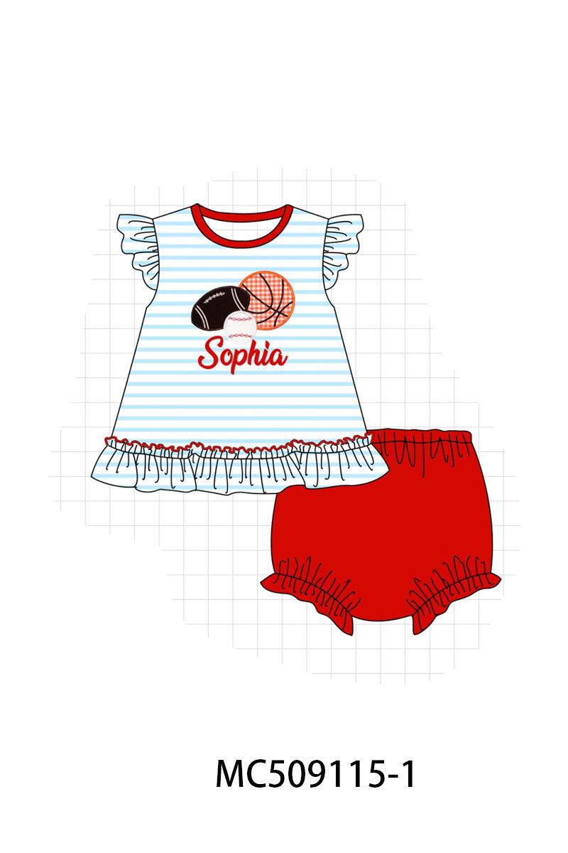 PO65 Red stripe sports ball monogram embroidery collection  - closing 9/15- ETA late January