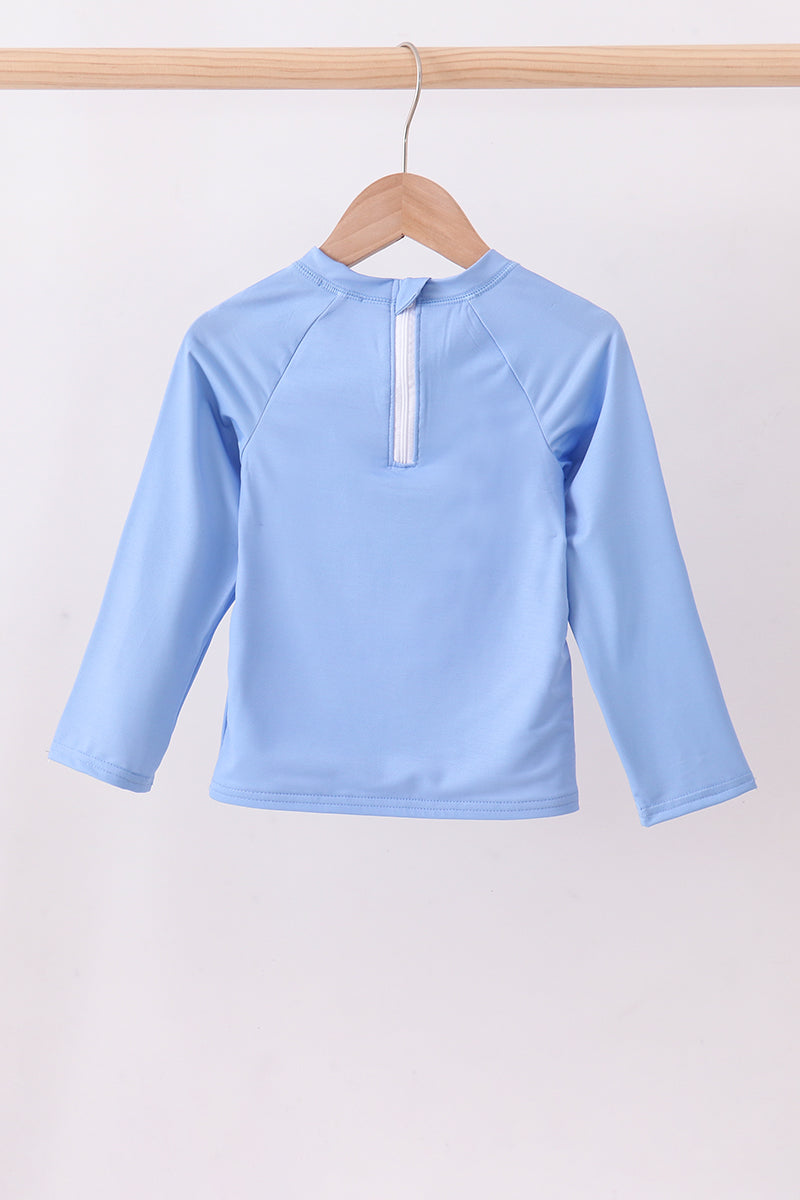 Blue long sleeve swim top