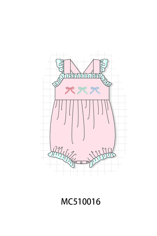 PO69 Pink bow embroidery ruffle collection- closing 10/27 - eta early march