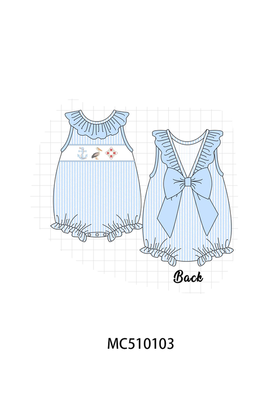 PO69 Blue nautical trio embroidery stripe collection- closing 10/27 - eta early march