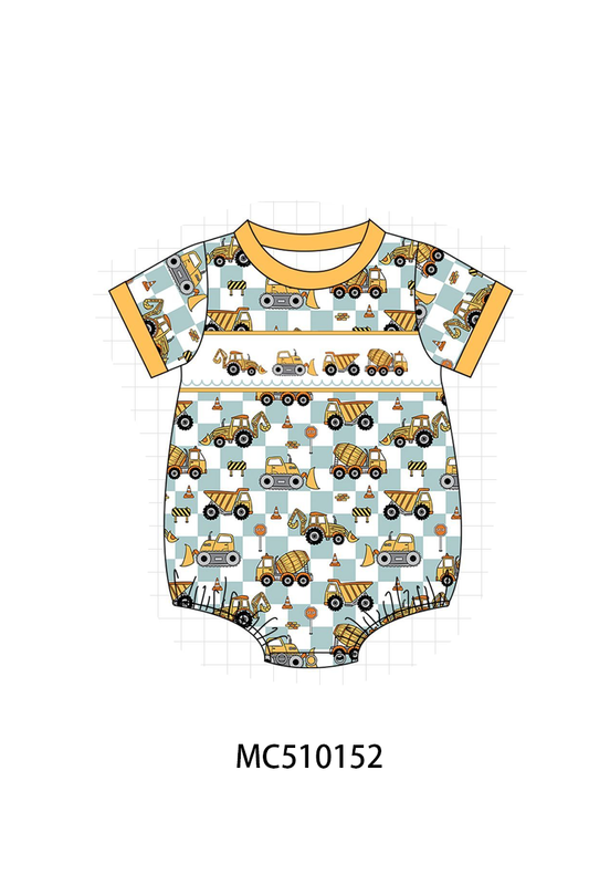 PO69 Construction vehicle embroidery checkered collection- closing 10/27 - eta early march