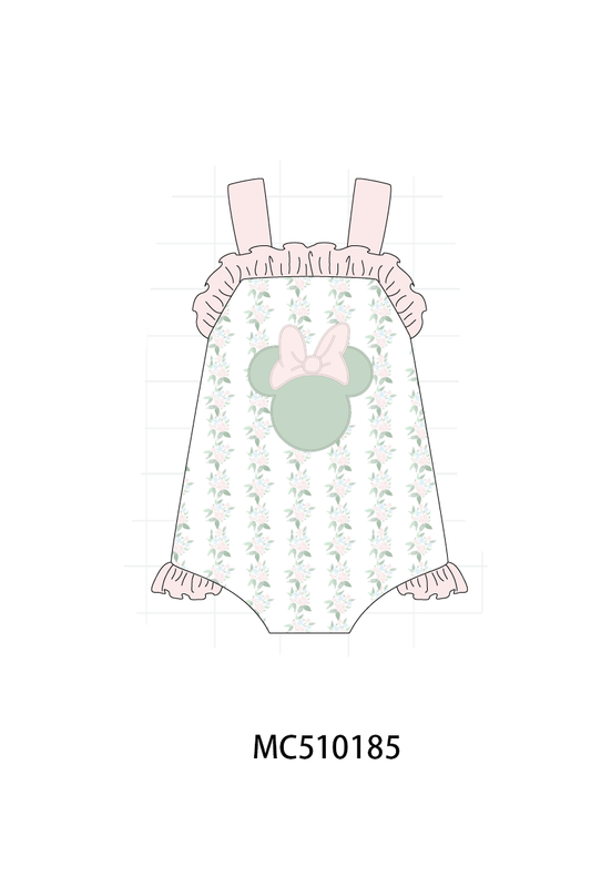 PO69 Pink character applique floral ruffle collection- closing 10/27 - eta early march