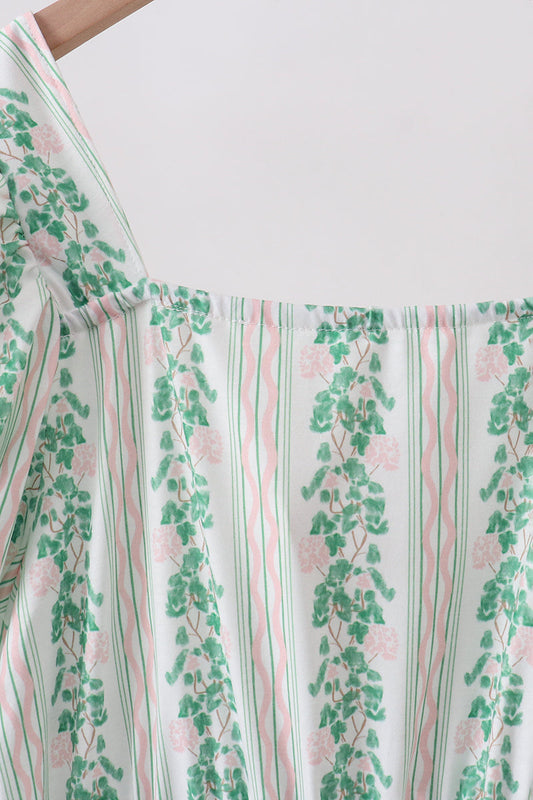 Green floral stripe dress (length 41.33in)