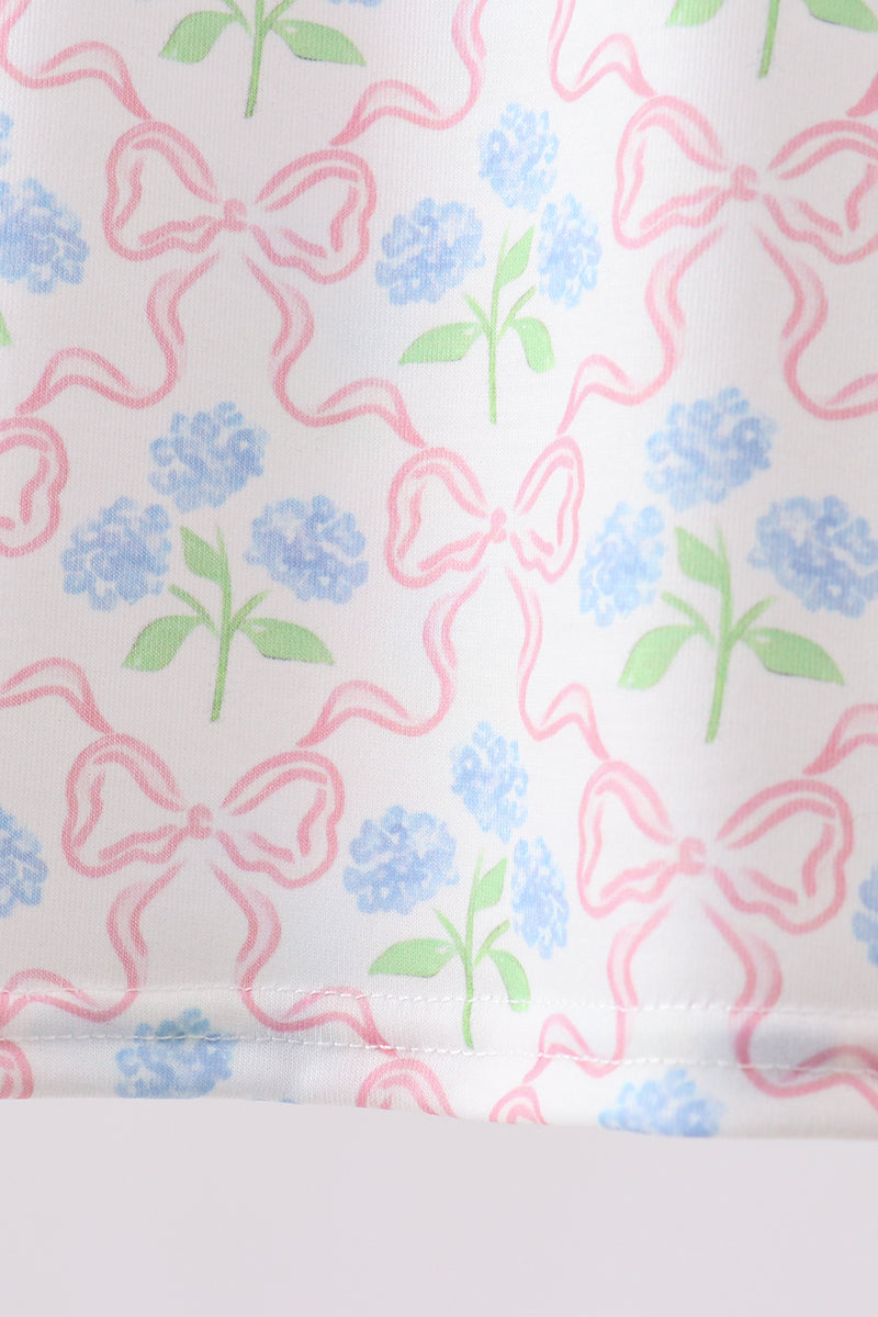 Blue Hydrangea Bow Skorts Set