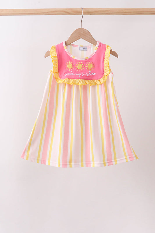 You're my sunshine embroidery Stripe Dress