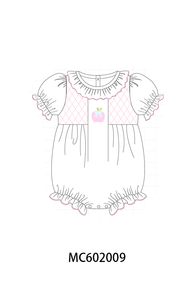 Pink back to school apple smocked ruffle collection - closing 2/16 - ETA July