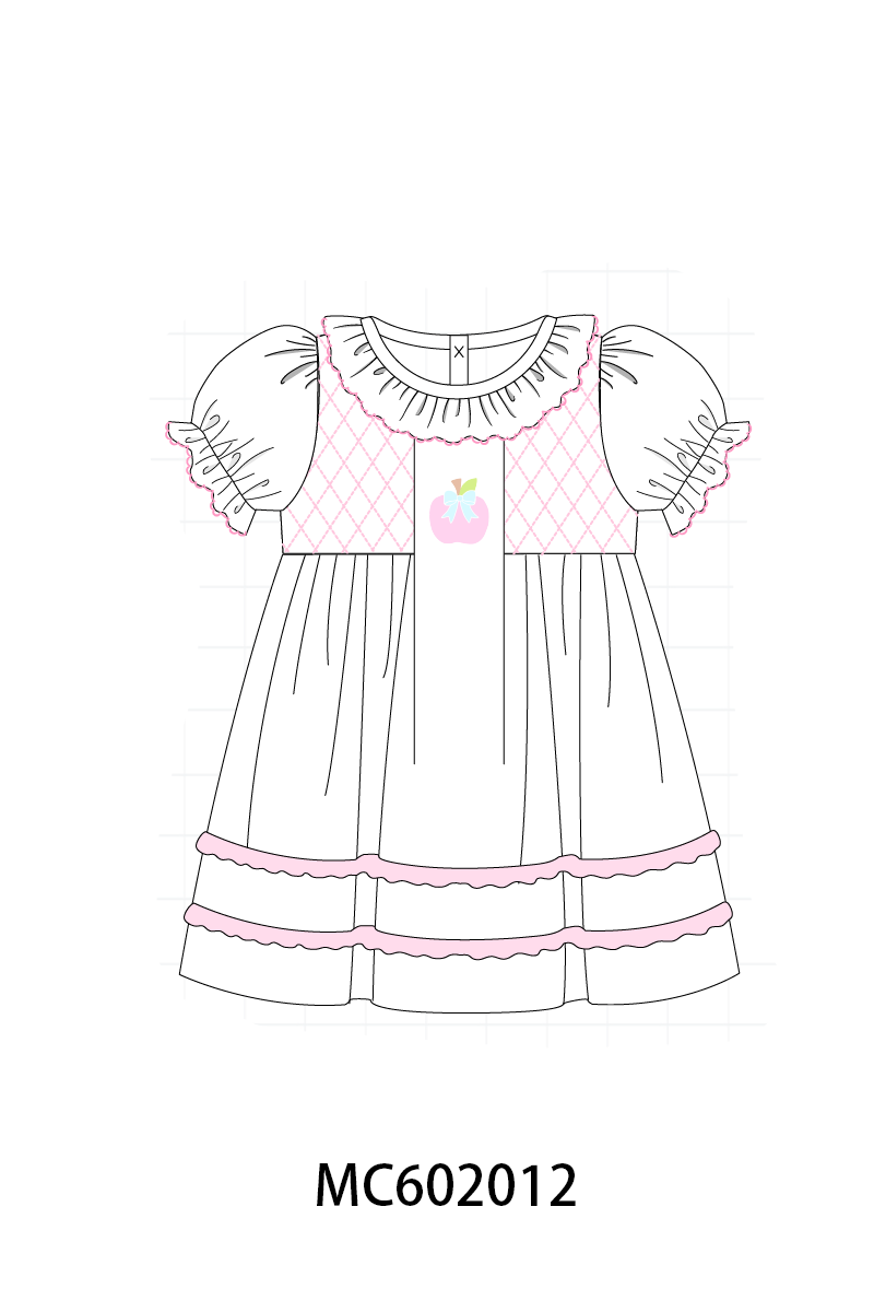 Pink back to school apple smocked ruffle collection - closing 2/16 - ETA July