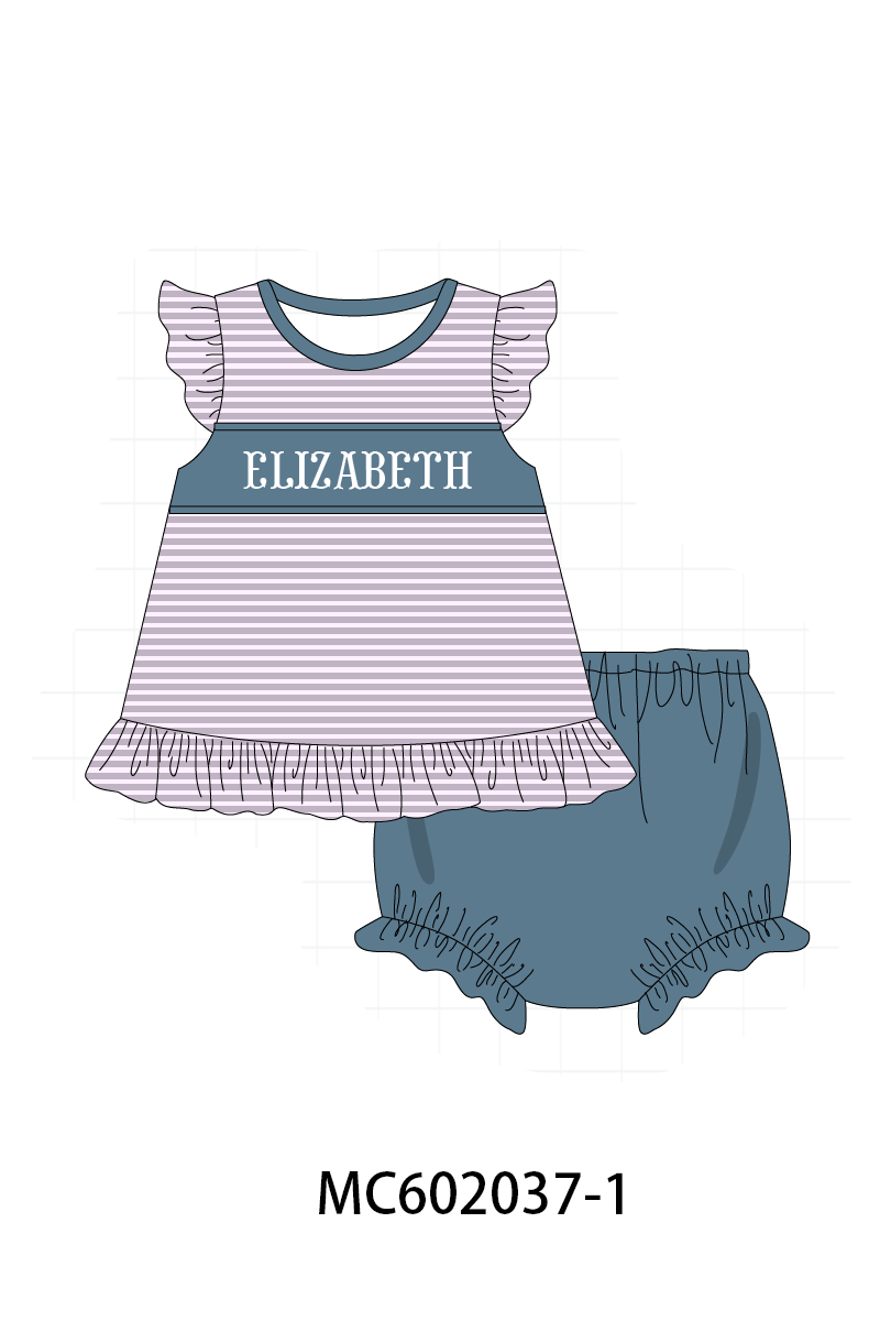 PO81 Blue stripe monogram embroidery collection 1 - closing 2/16 - ETA July