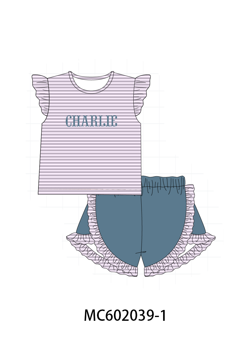 PO81 Blue stripe monogram embroidery collection 1 - closing 2/16 - ETA July
