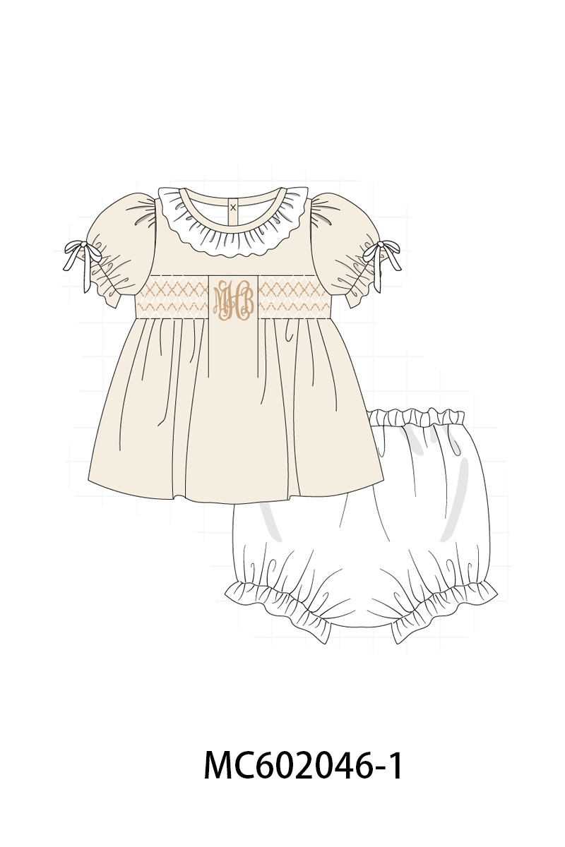 PO81 Blue puppy monogram smocked collection - closing 2/16 - ETA July