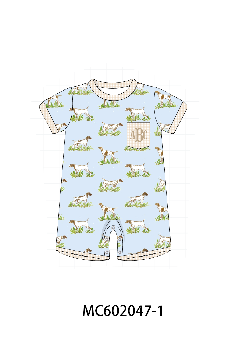 PO81 Blue puppy monogram smocked collection - closing 2/16 - ETA July