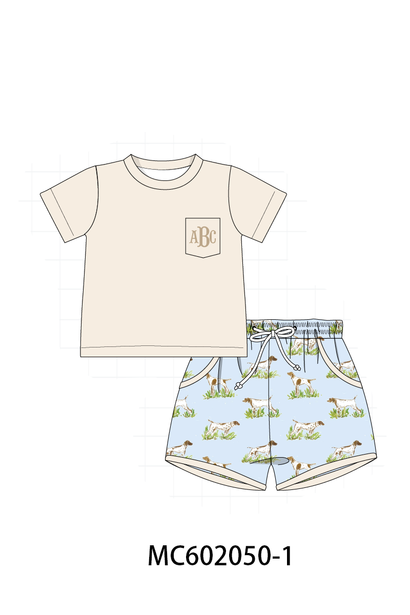 PO81 Blue puppy monogram smocked collection - closing 2/16 - ETA July