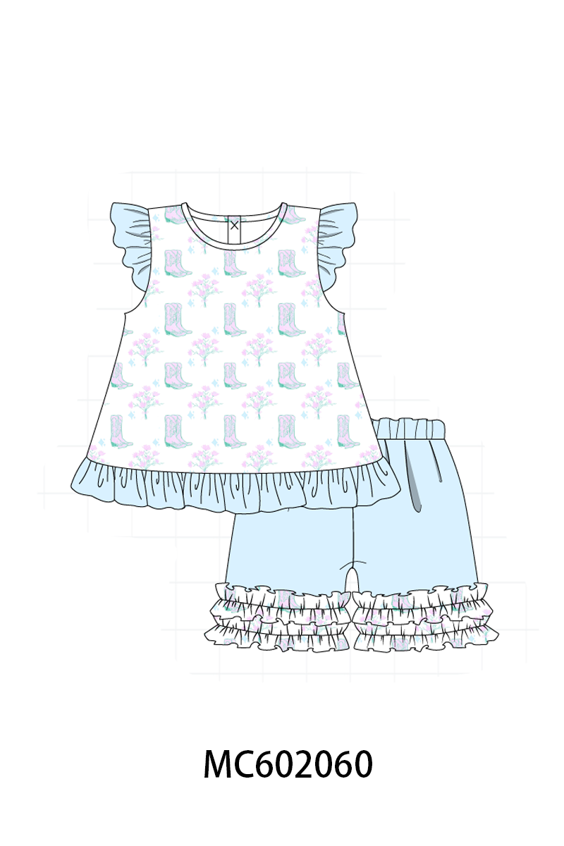 PO81 Blue boots print ruffle collection - closing 2/16 - ETA July