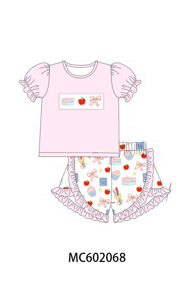 PO81 Pink back to school apple book bow embroidery collection - closing 2/16 - ETA July
