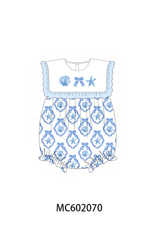 PO81 Blue shells bow embroidery collection - closing 2/16 - ETA July