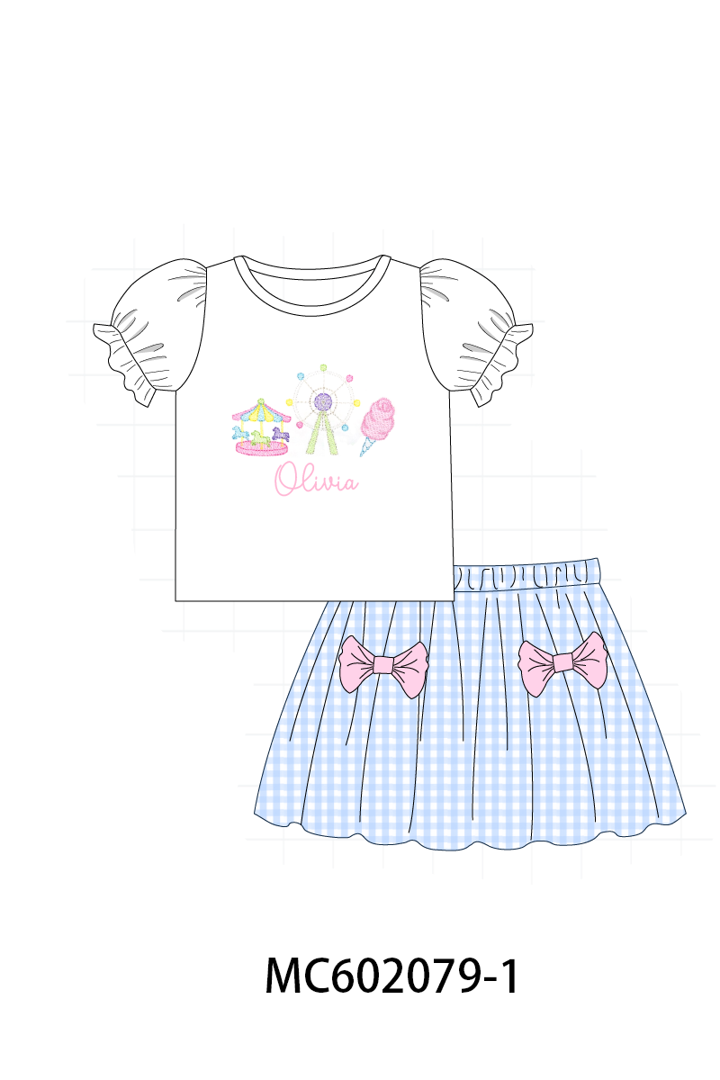 PO81 Blue ferris wheel carousel monogram embroidery collection - closing 2/16 - ETA July