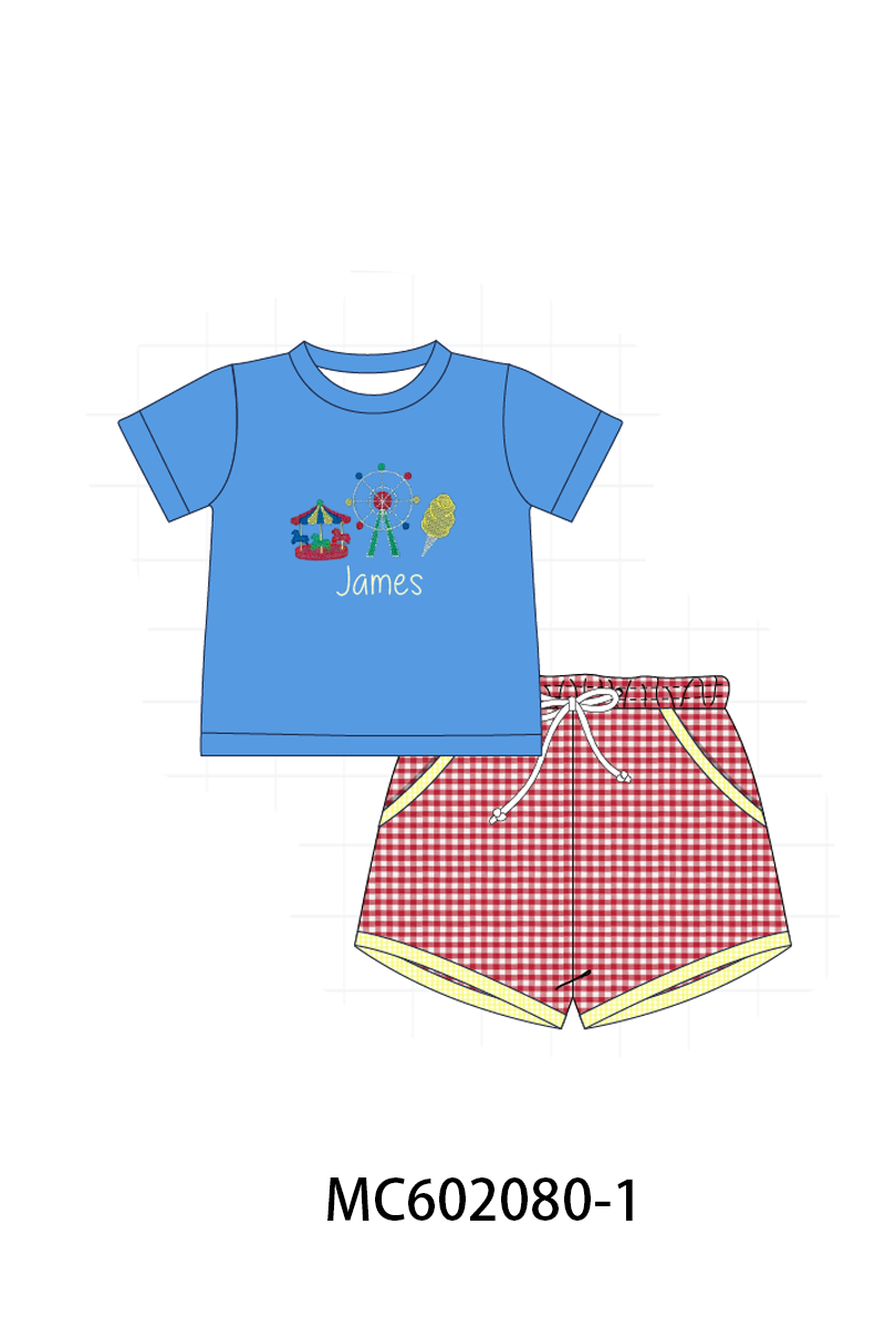 PO81 Blue ferris wheel carousel monogram embroidery collection - closing 2/16 - ETA July