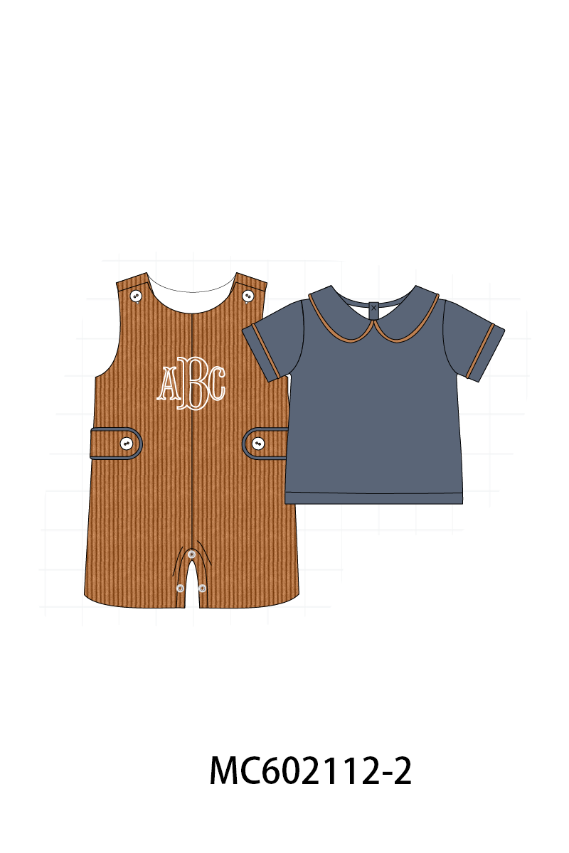 PO81 Corduroy jonjon set monogram embroidery boy collection 2 - closing 2/16 - ETA July