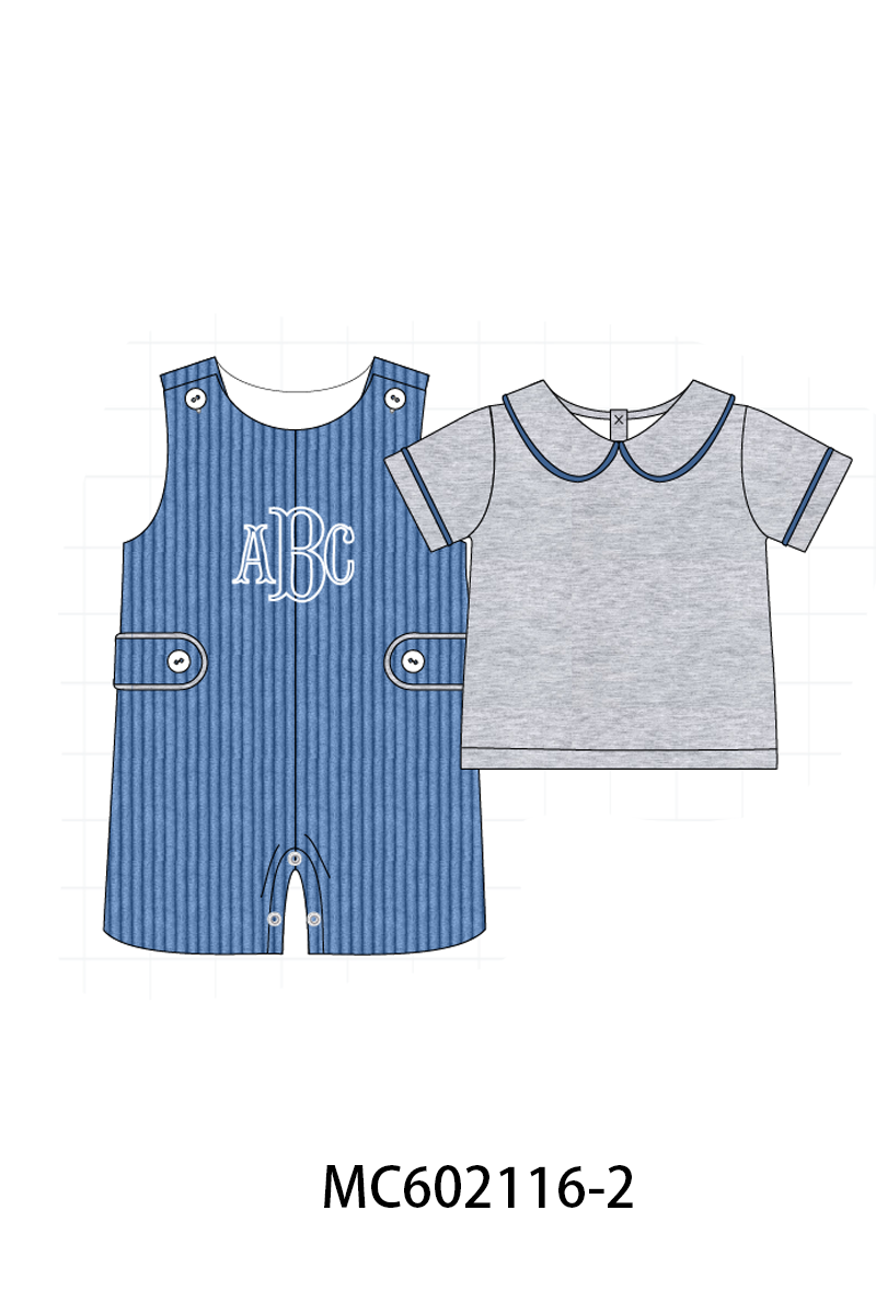PO81 Corduroy jonjon set monogram embroidery boy collection 2 - closing 2/16 - ETA July