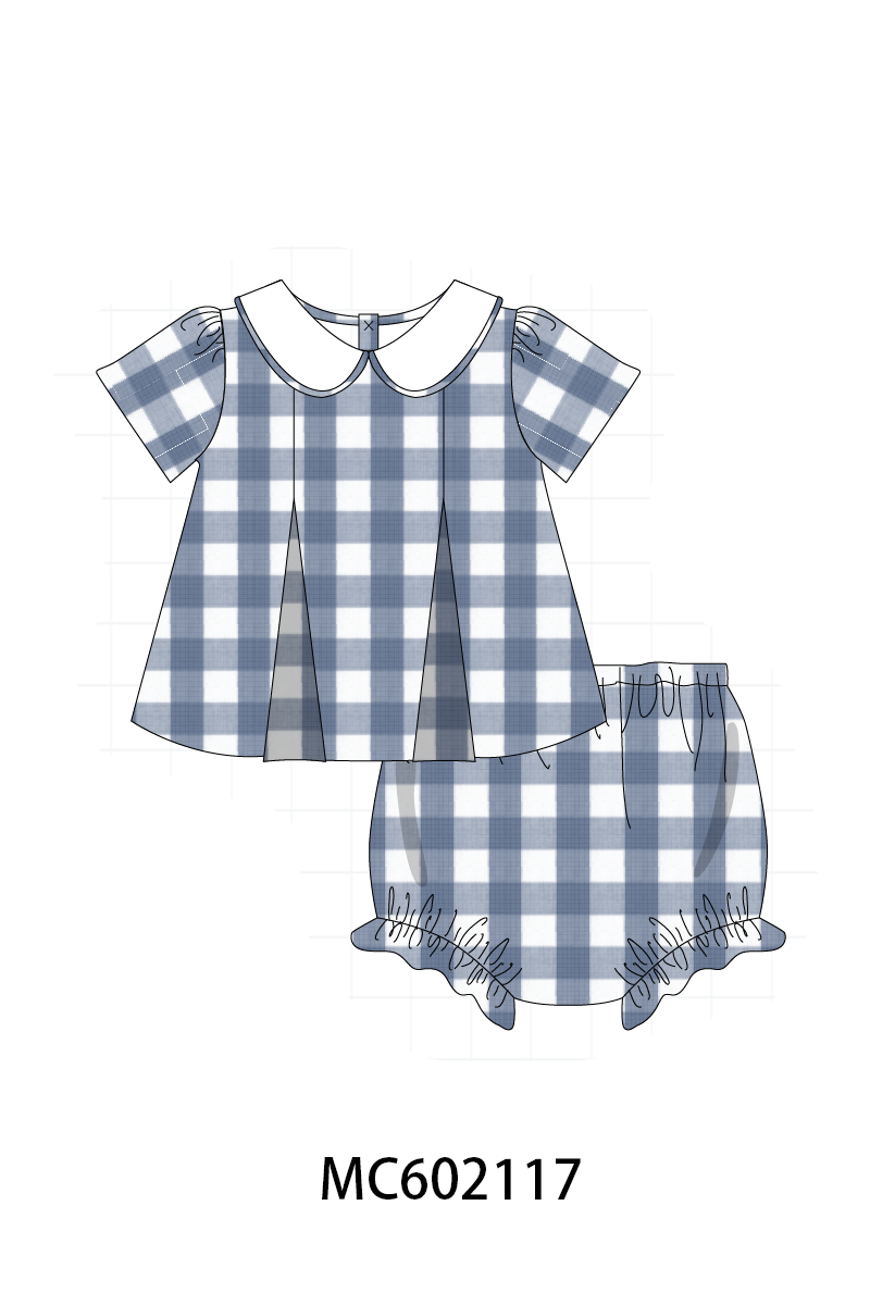 PO81 Blue cotton peter pan collar gingham collection - closing 2/16 - ETA July