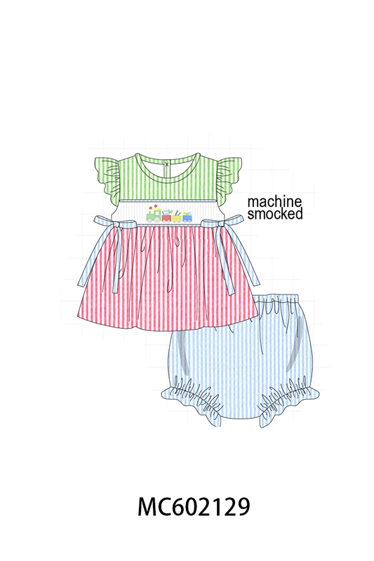 PO81 Multicolored train of scholl smocked seersucker collection - closing 2/16 - ETA July
